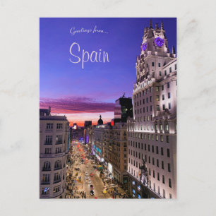 Solnedgång på Gran Vía Madrid Spanien Vykort
