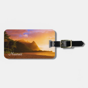 Solnedgång på gyllene strand, Hawaii Bagagebricka