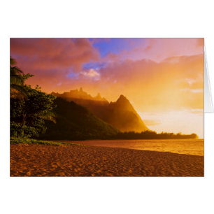 Solnedgång på gyllene strand, Hawaii Hälsningskort