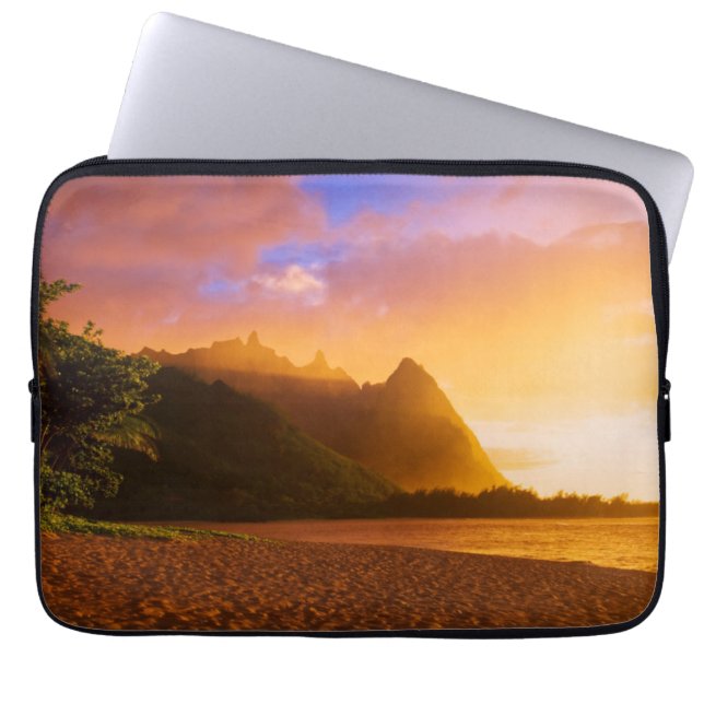 Solnedgång på gyllene strand, Hawaii Laptop Sleeve (Framsidan)
