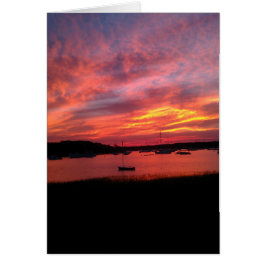 Solnedgång på hamnen hälsningskort