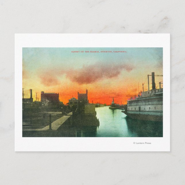 Solnedgång på Harbour ViewStockton, CA Vykort (Framsida)