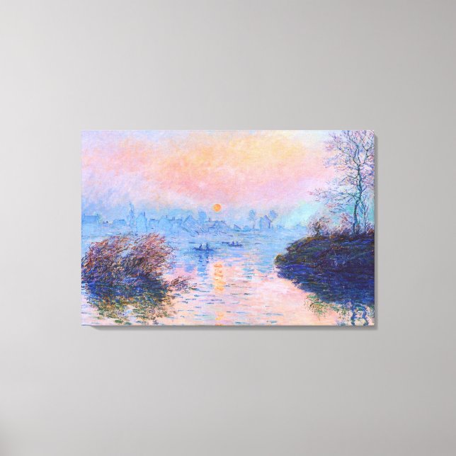 Solnedgång på havet vid Lavacourt Monet Fine Art Canvastryck (Framsida)