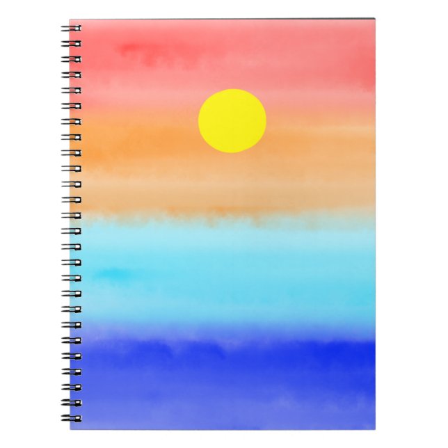 Solnedgång på havsvattenfärgen Abstrakt art Ombre Anteckningsbok (Framsidan)
