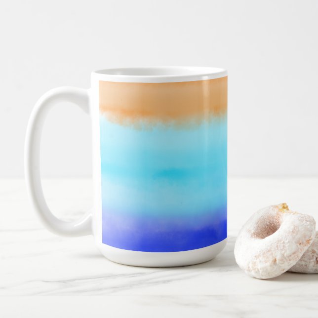 Solnedgång på havsvattenfärgen Abstrakt art Ombre Kaffemugg (Med munk)