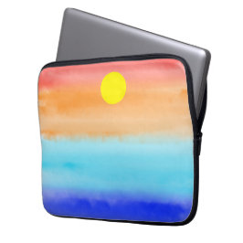 Solnedgång på havsvattenfärgen Abstrakt art Ombre Laptop Fodral