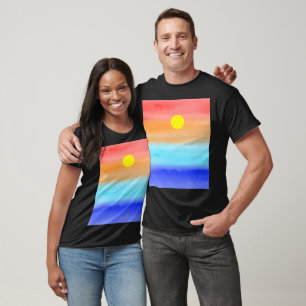 Solnedgång på havsvattenfärgen Abstrakt art Ombre T Shirt