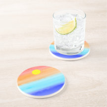 Solnedgång på havsvattenfärgen Abstrakt art Ombre