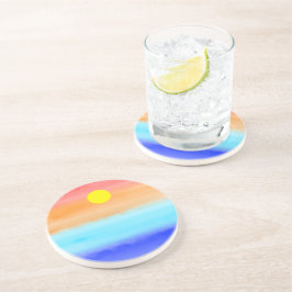 Solnedgång på havsvattenfärgen Abstrakt art Ombre Underlägg