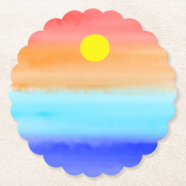 Solnedgång på havsvattenfärgen Abstrakt art Ombre Underlägg Papper