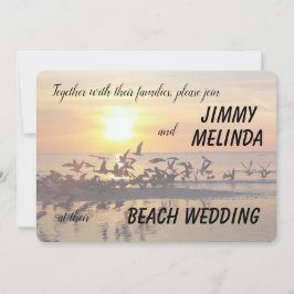 Solnedgång på inbjudan till Beach-teme-bröllop