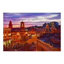 Solnedgång på Kansas City Plaza Lights