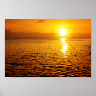 Solnedgång på karibbönstranden. poster