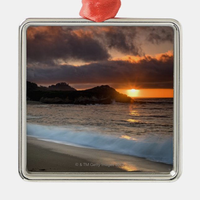 Solnedgång på klosterstranden, Carmel, Julgransprydnad Metall (Framsidan)