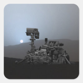 Solnedgång på Mars Curiosity Rover Fyrkantigt Klistermärke