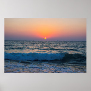 Solnedgång på Medelhavet Israel. Poster