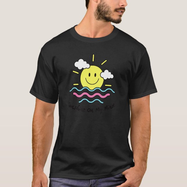 Solnedgång på min mind Smile Ansikte Lycklig som l T Shirt (Framsida)