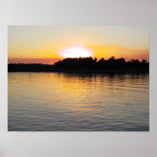 Solnedgång på Mississippiet River Poster