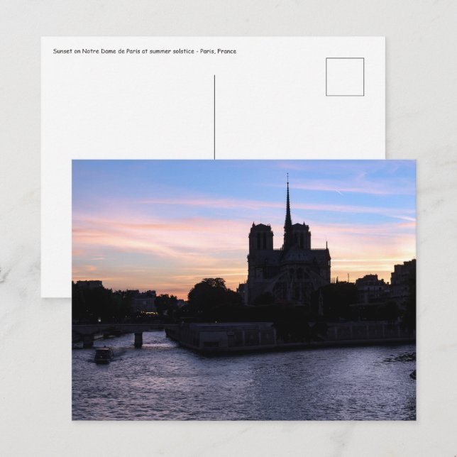 Solnedgång på Notre Dame de Paris Vykort (Fram/baksida)