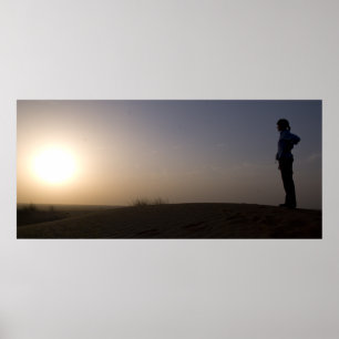 Solnedgång på öknen poster