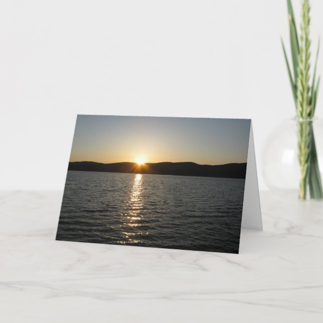 Solnedgång på Onota Sjö: Vågrät Tack Kort (Framsida)