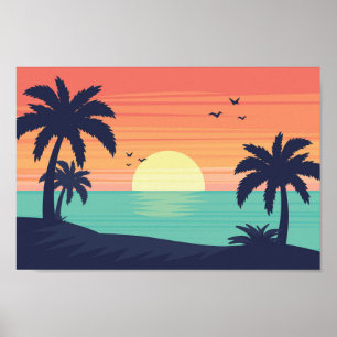 Solnedgång på Poster i oceanen