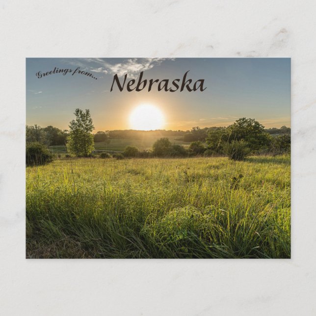 Solnedgång på prärien i Omaha Nebraska Vykort (Framsida)