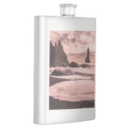 Solnedgång på Reynisfjaras svarta sandstrand, Isla Fickplunta