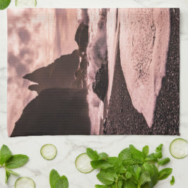 Solnedgång på Reynisfjaras svarta sandstrand, Isla Kökshandduk