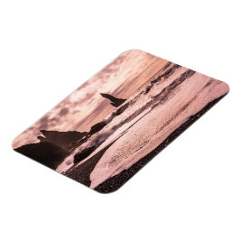 Solnedgång på Reynisfjaras svarta sandstrand, Isla Magnet