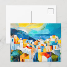 Solnedgång på Santorini i djärva färger