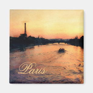 Solnedgång på Seine i Paris, Frankrike Magnet