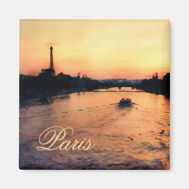 Solnedgång på Seine i Paris, Frankrike Magnet (Framsidan)