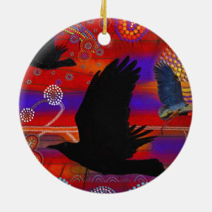 Solnedgång på Sjö Wendouree Australian Aboriginal Julgransprydnad Keramik