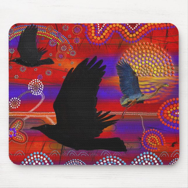 Solnedgång på Sjö Wendouree Australian Aboriginal  Musmatta (Framsidan)