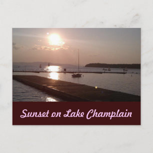 Solnedgång på sjön Champlain Burlington Vermont Vykort