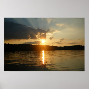 Solnedgång på sjön poster