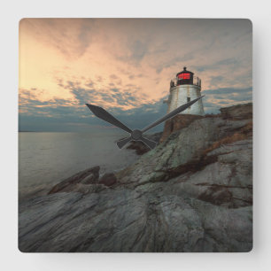 Solnedgång på slottbackefyren fyrkantig klocka