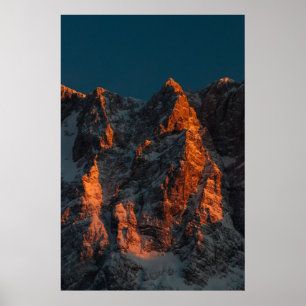 Solnedgång på stora berg poster