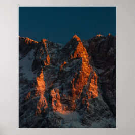 Solnedgång på stora berg poster