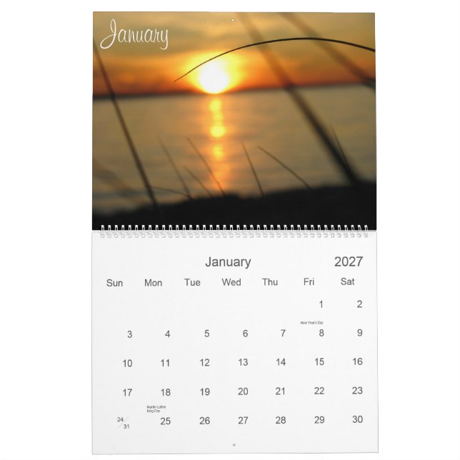 Solnedgång på stranden 2010 kalender (Jan 2027)