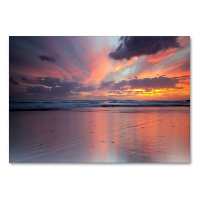 Solnedgång på stranden bordsnummer (Framsidan)