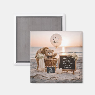 solnedgång på stranden graviditetsannonsering tedd magnet