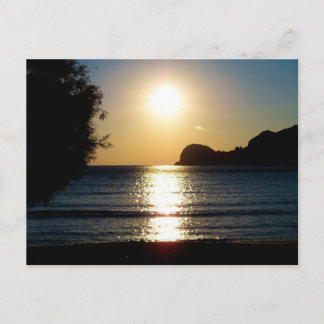 Solnedgång på stranden i Syros Vykort