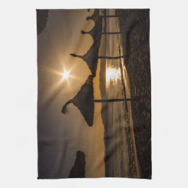 Solnedgång på stranden, Mallorca, Spanien Kökshandduk
