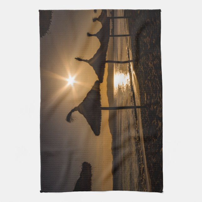 Solnedgång på stranden, Mallorca, Spanien Kökshandduk (Vertikal)