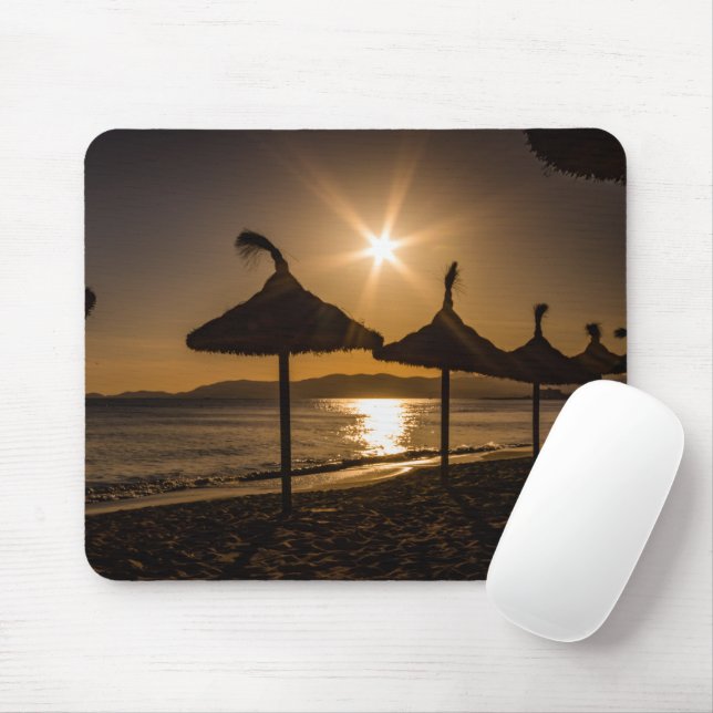 Solnedgång på stranden, Mallorca, Spanien Musmatta (Med mus)