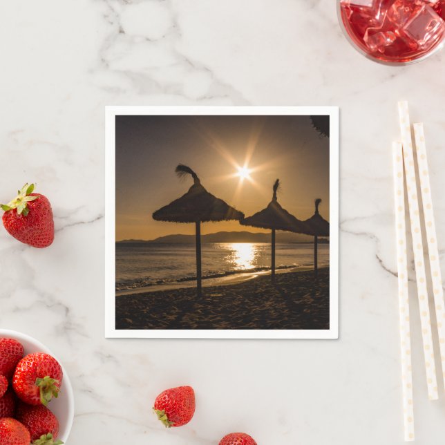 Solnedgång på stranden, Mallorca, Spanien Pappersservett (Insitu)