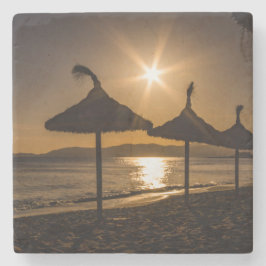 Solnedgång på stranden, Mallorca, Spanien Stenunderlägg