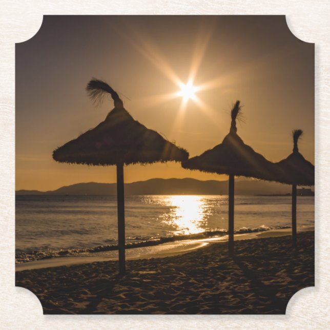 Solnedgång på stranden, Mallorca, Spanien Underlägg Papper (Framsida)